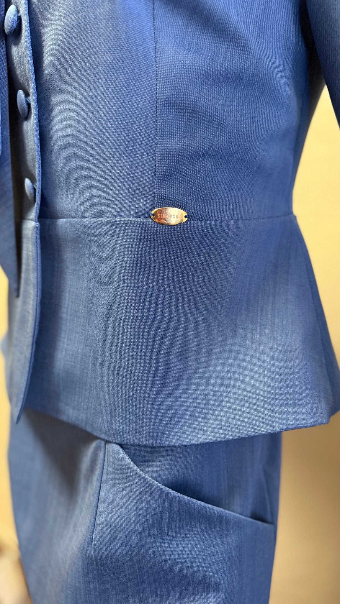 Selene set : Frescolana set with puffed sleeves in Blue - SIMOVSKA