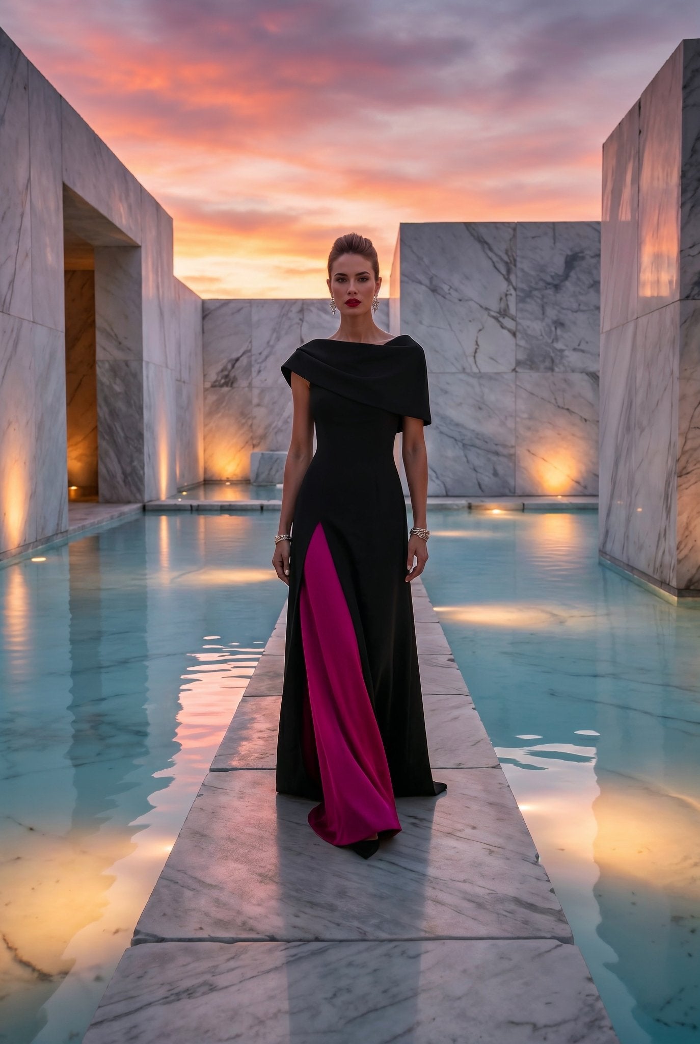 Seraphina Gown Black / Fuchsia - SIMOVSKA