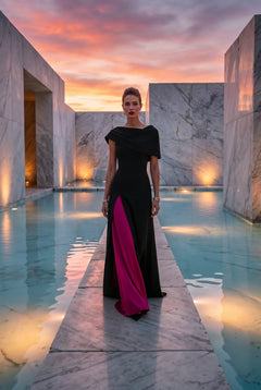 Seraphina Gown Black / Fuchsia - SIMOVSKA