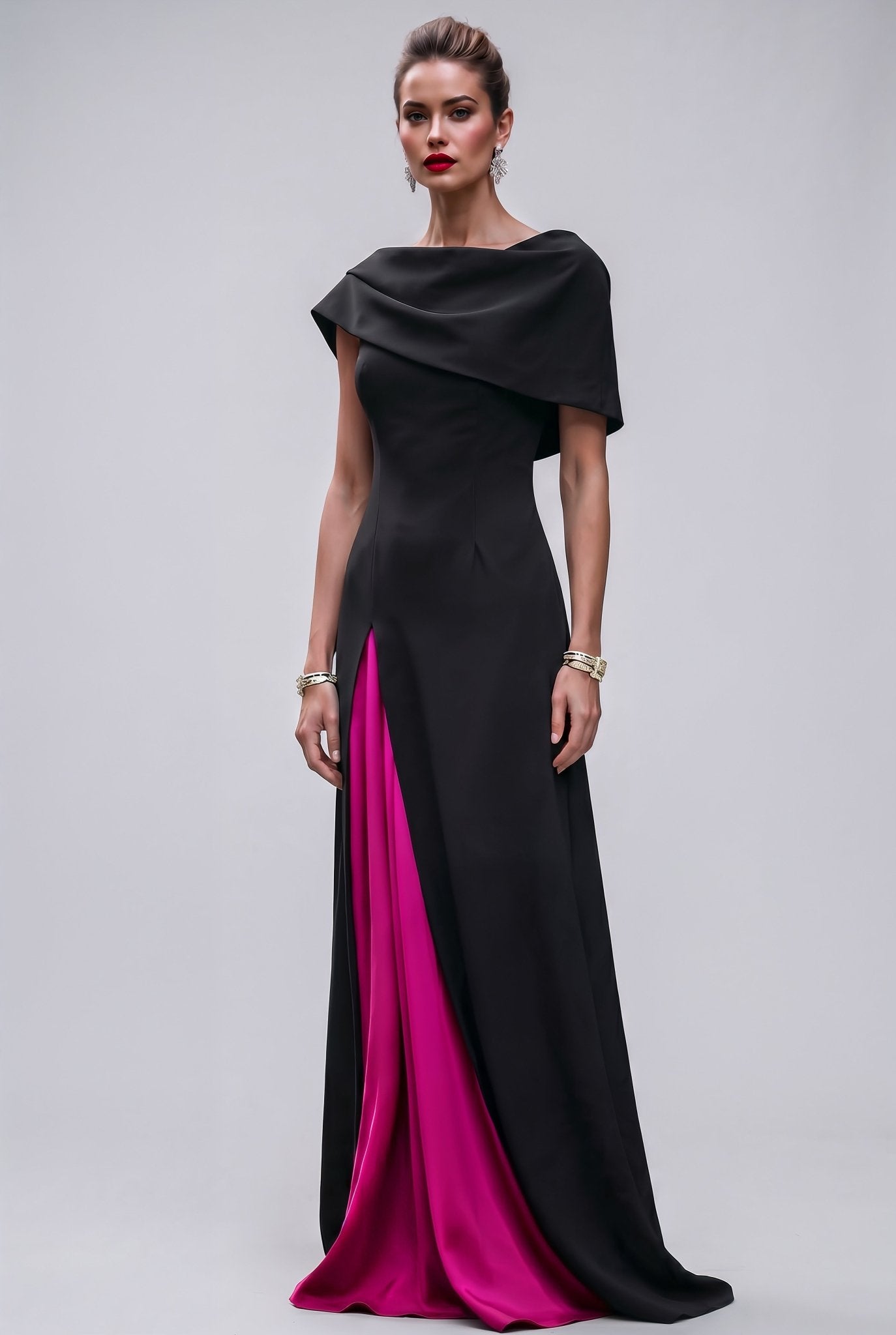 Seraphina Gown Black / Fuchsia - SIMOVSKA