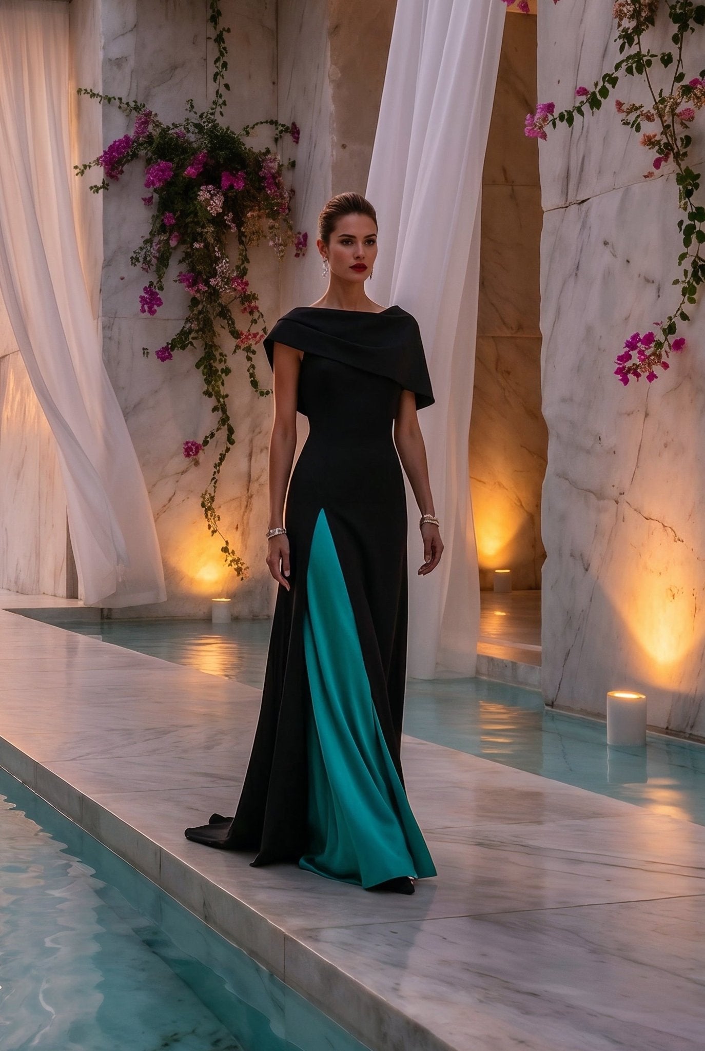 Seraphina Gown Black / Turquoise - SIMOVSKA