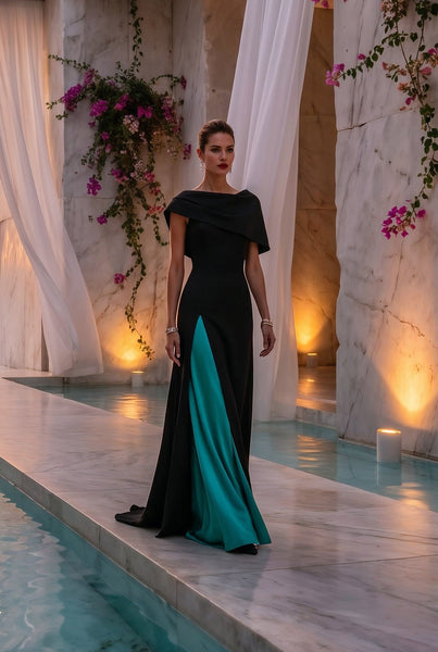 Seraphina Gown Black / Turquoise L