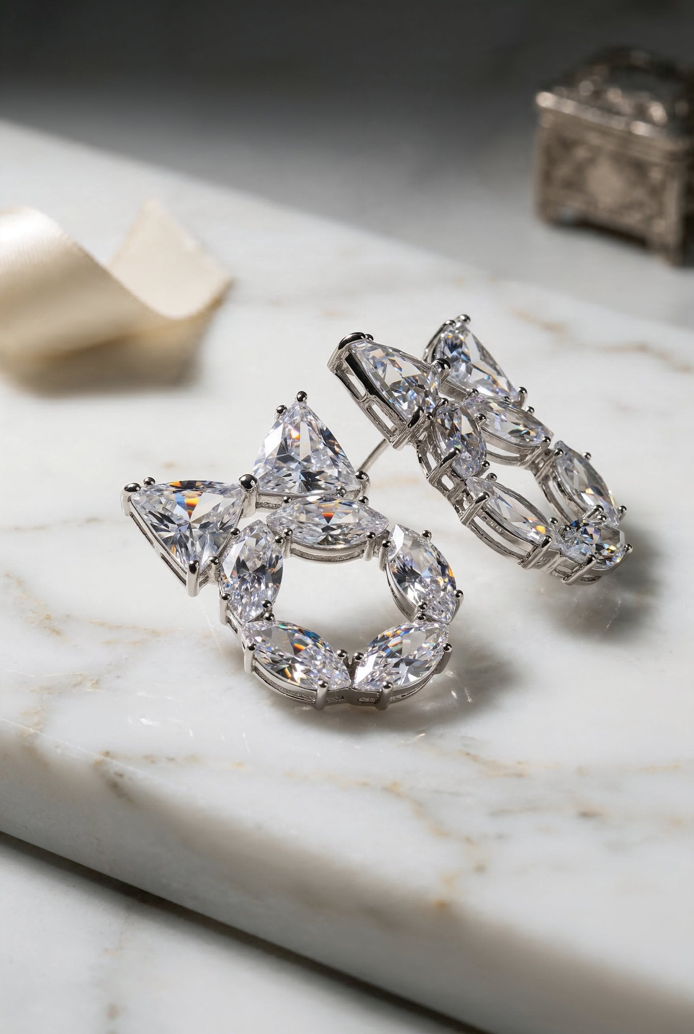 Silver Crystal Cluster Earrings - SIMOVSKA