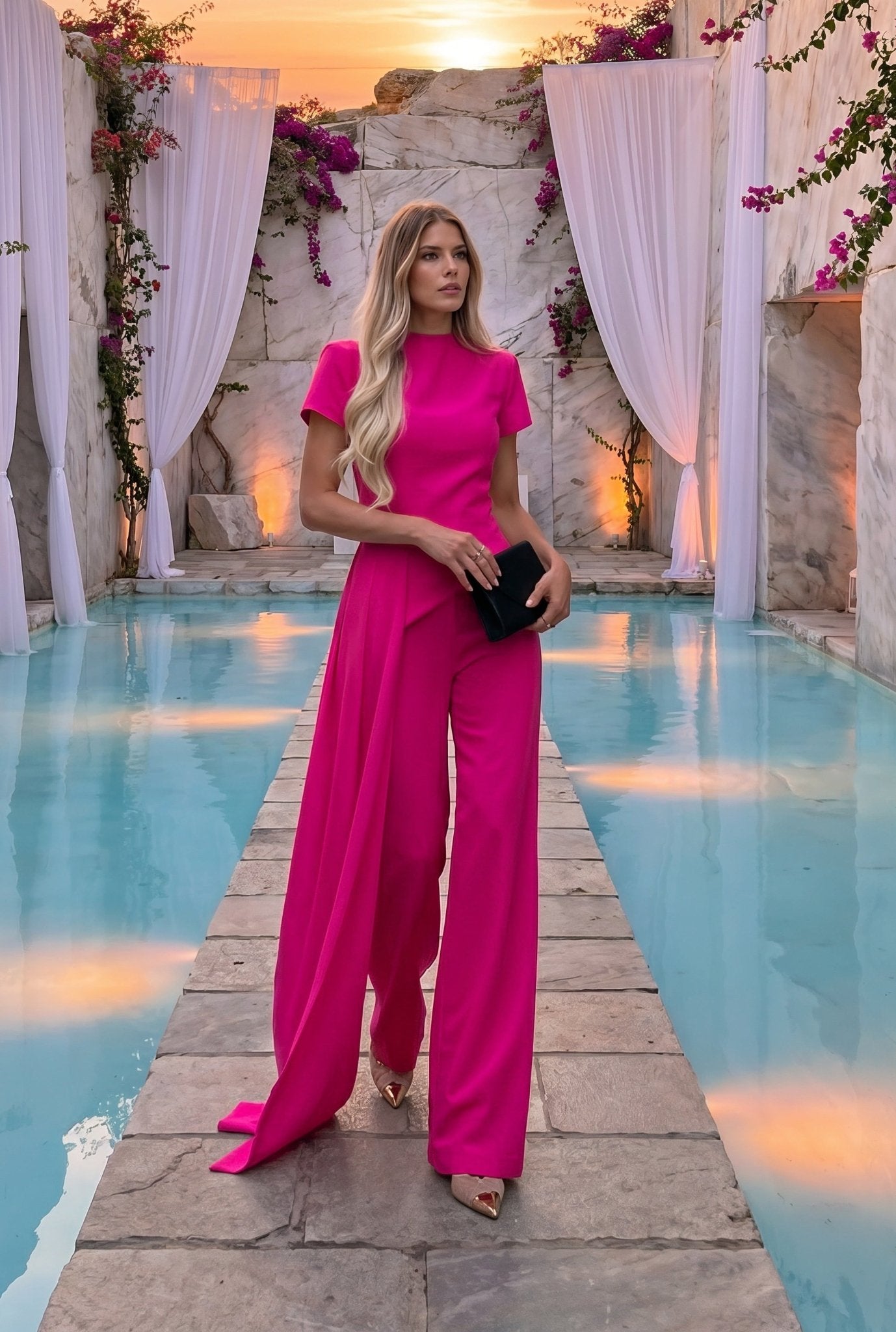 Simone Drape Set in Pink - SIMOVSKA