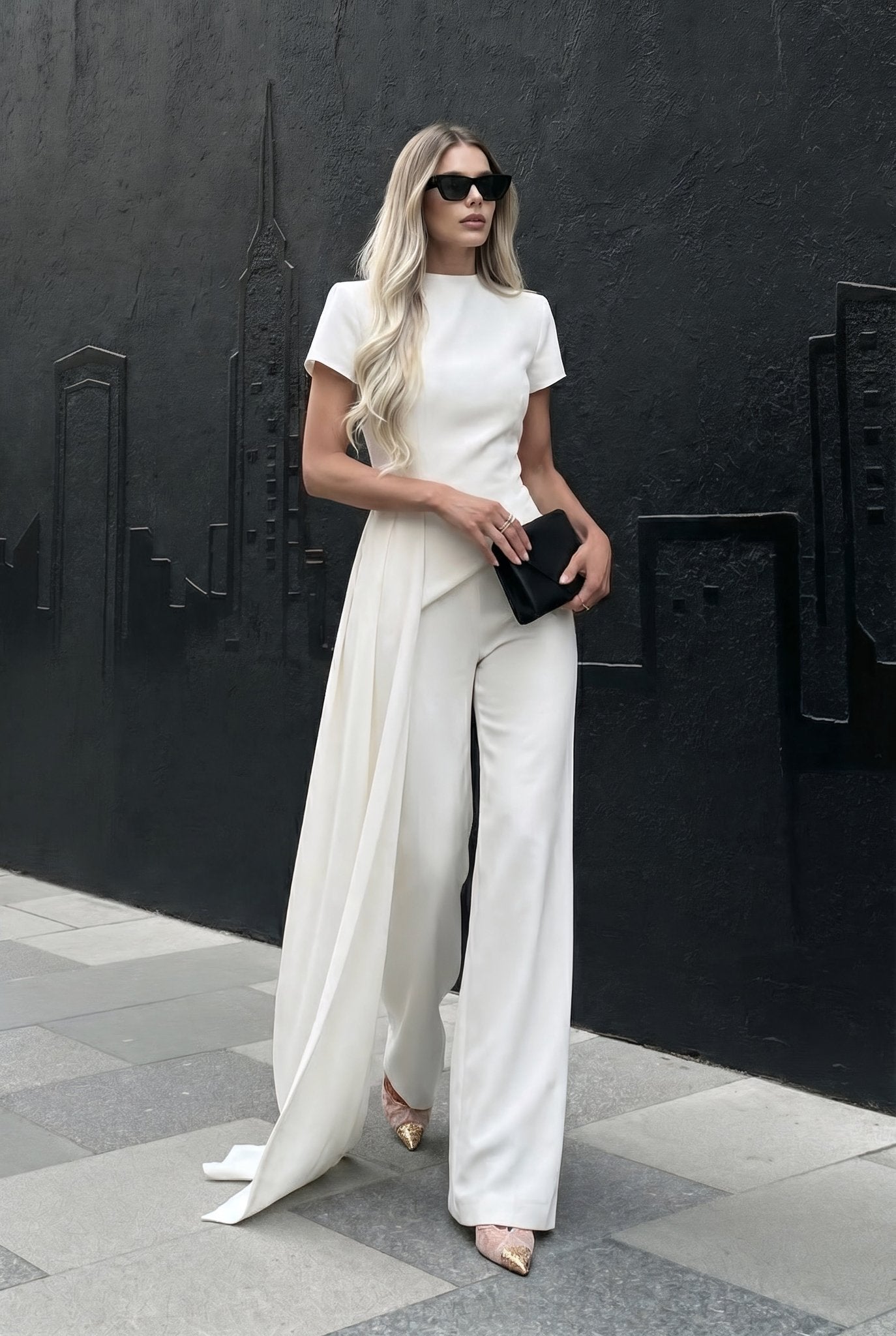 Simone Drape Set in White - SIMOVSKA