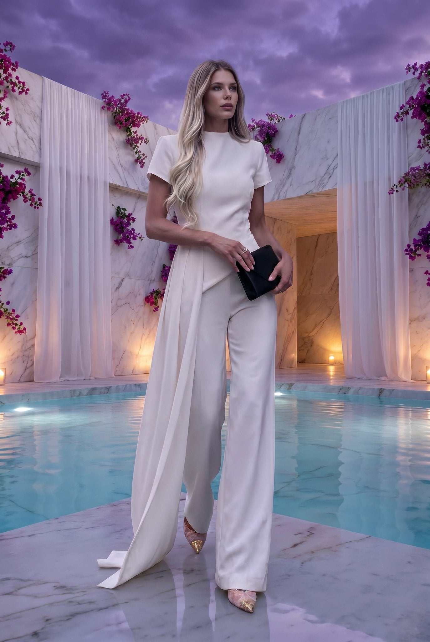 Simone Drape Set in White - SIMOVSKA