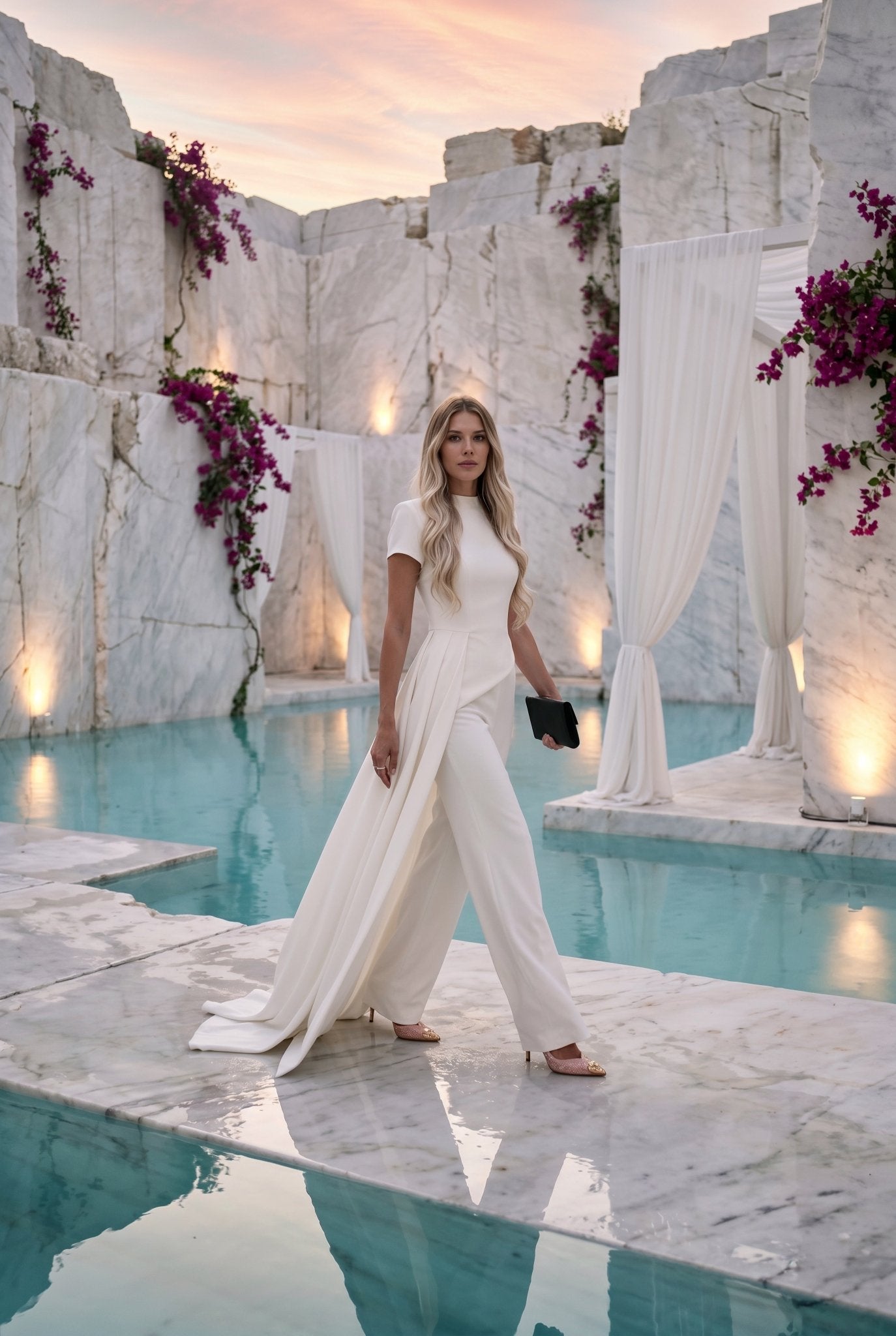 Simone Drape Set in White - SIMOVSKA
