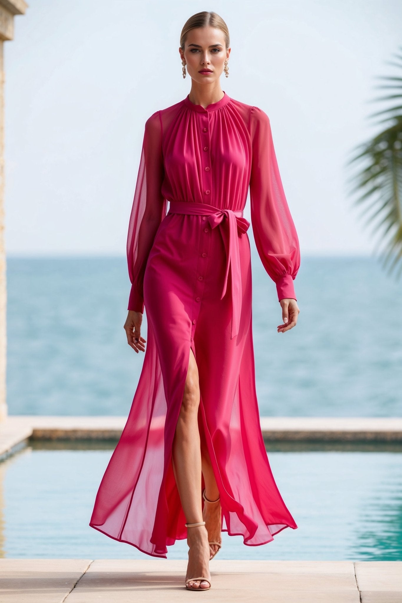 Solaro Chiffon Dress – Magenta - SIMOVSKA