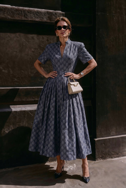 Sorrento Dress – Blue Medallion - SIMOVSKA