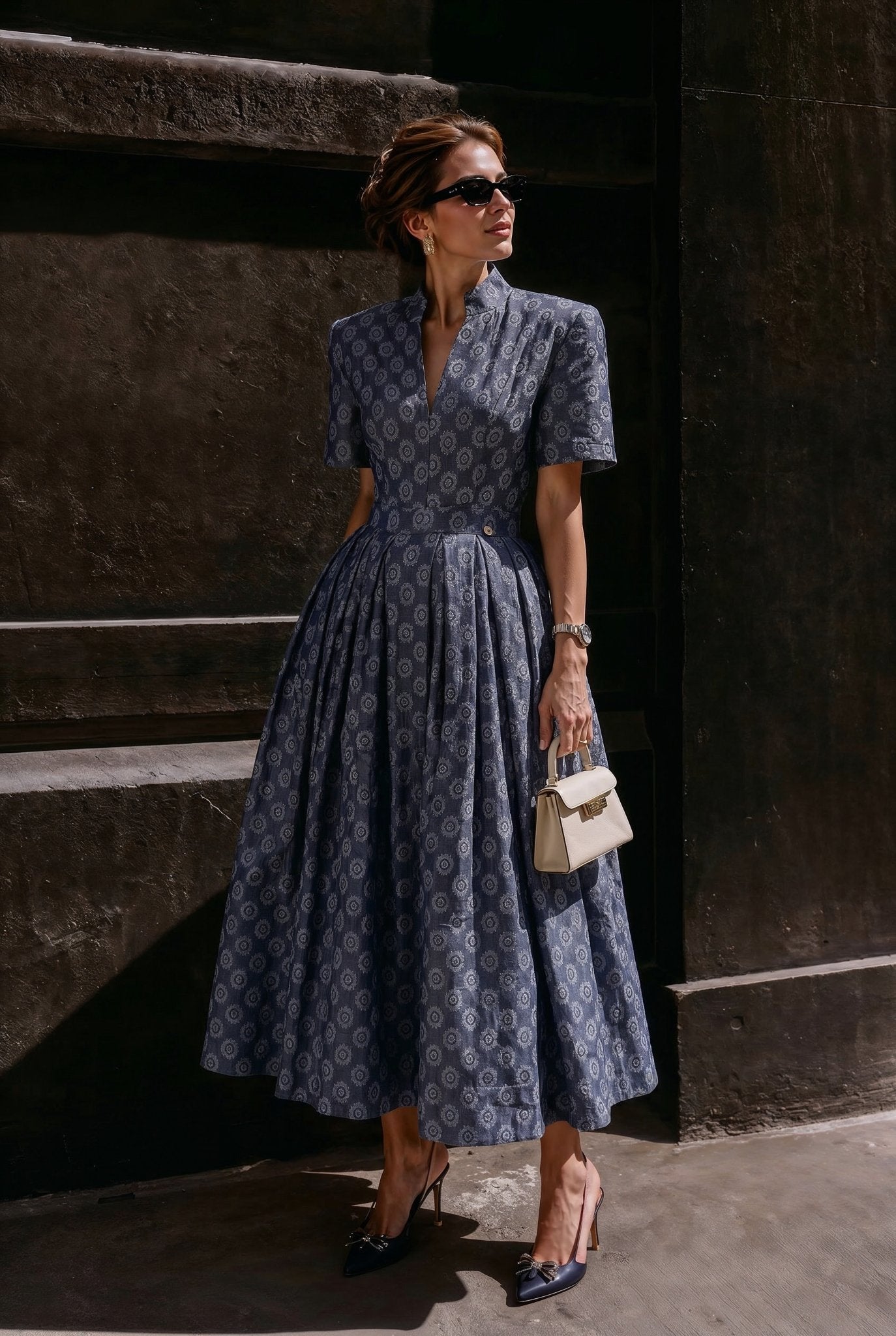 Sorrento Dress – Blue Medallion - SIMOVSKA