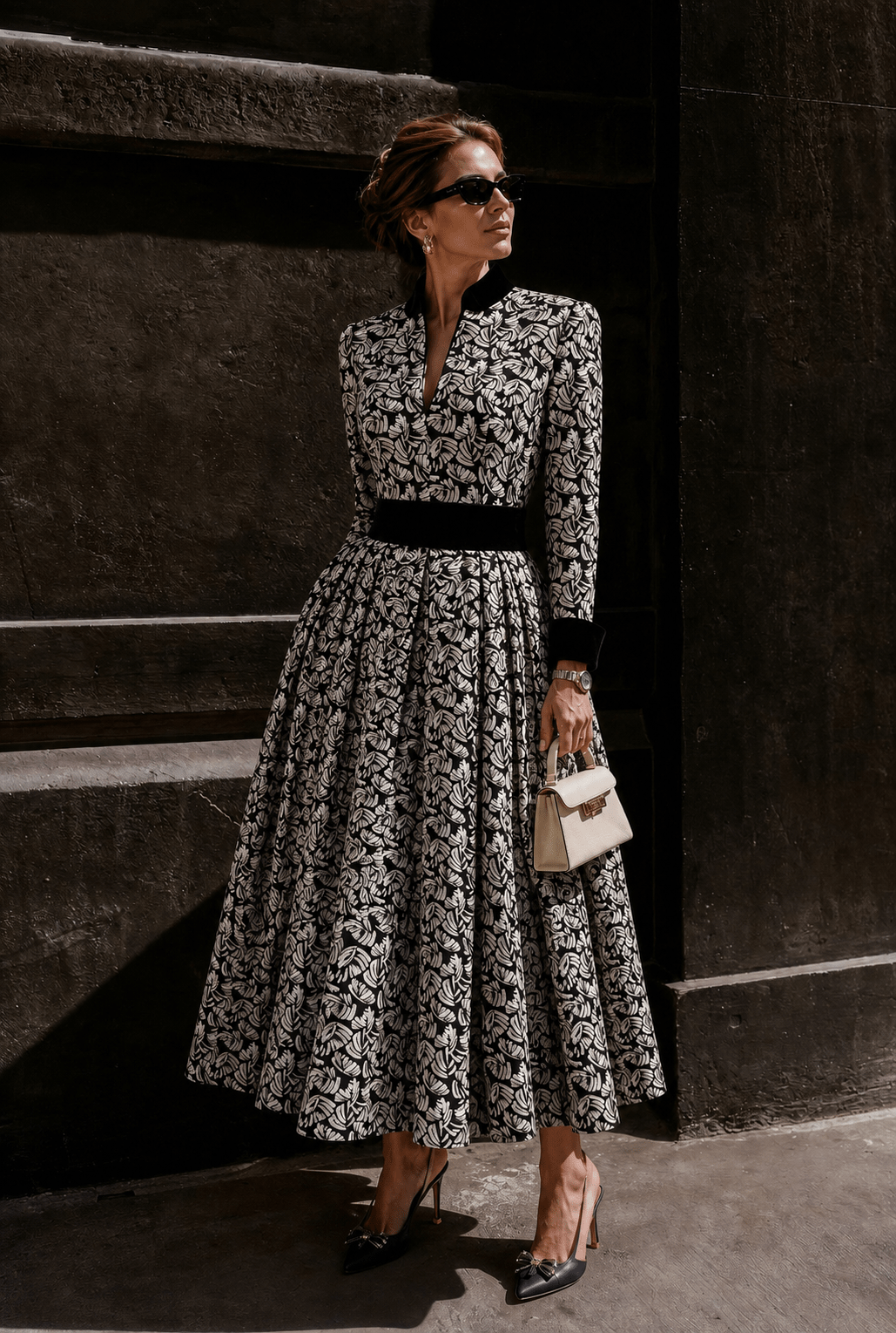 Sorrento Dress in Noir Leaf - SIMOVSKA