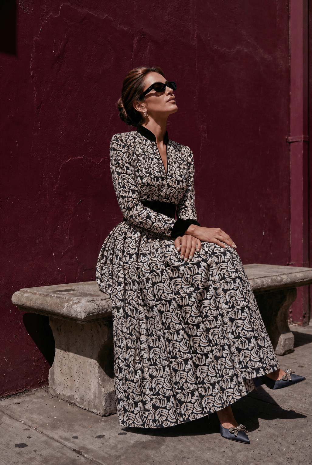 Sorrento Dress in Noir Leaf - SIMOVSKA