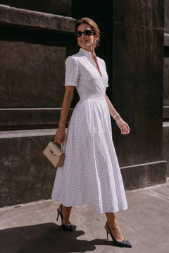 Sorrento Dress – White Micro Floral - SIMOVSKA