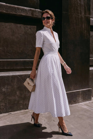 Sorrento Dress – White Micro Floral - SIMOVSKA