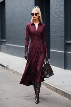 The Lexington Dress in Burgundy - SIMOVSKA