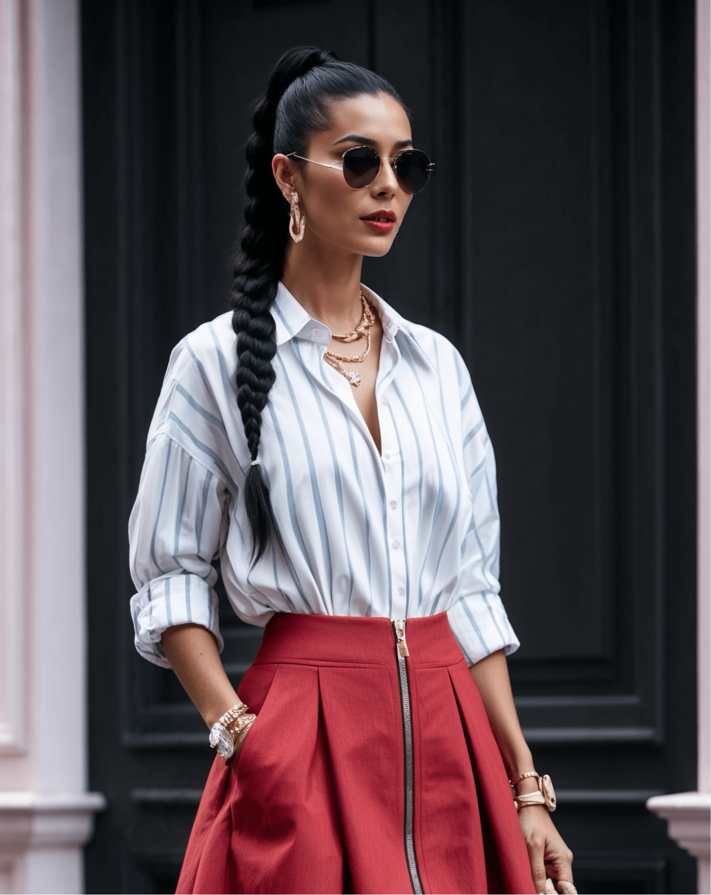 The Portofino Shirt in White with Blue Stripes - SIMOVSKA