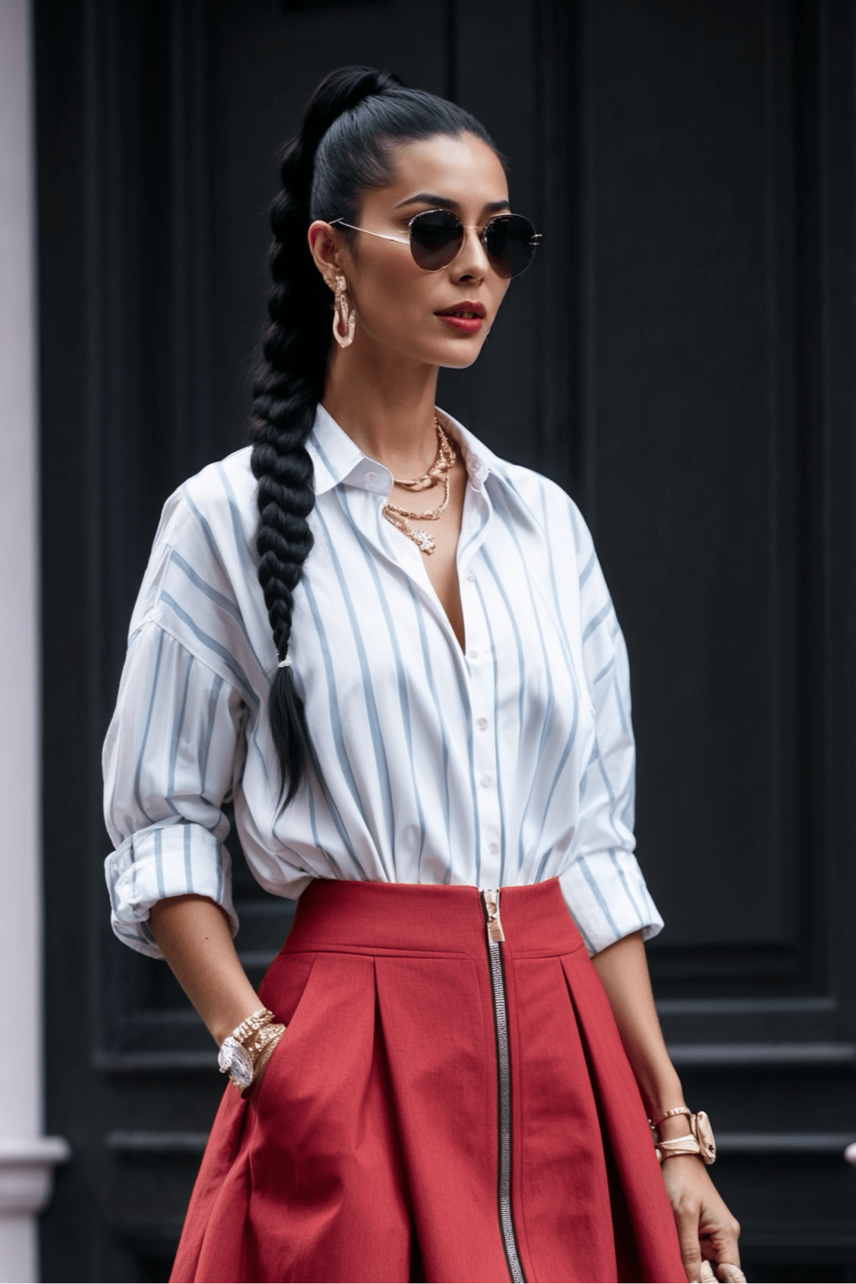 The Portofino Shirt in White with Blue Stripes - SIMOVSKA