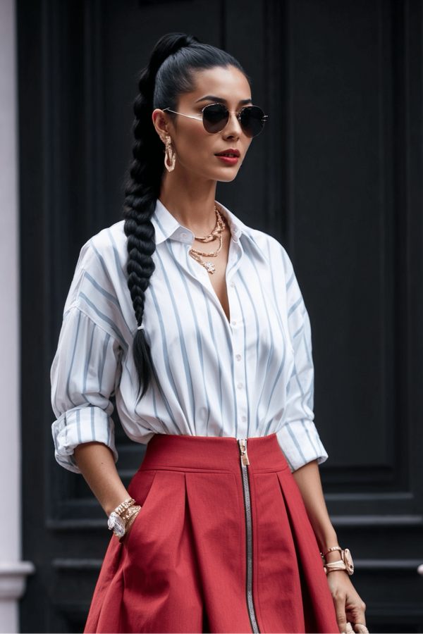 The Portofino Shirt in White with Blue Stripes - SIMOVSKA