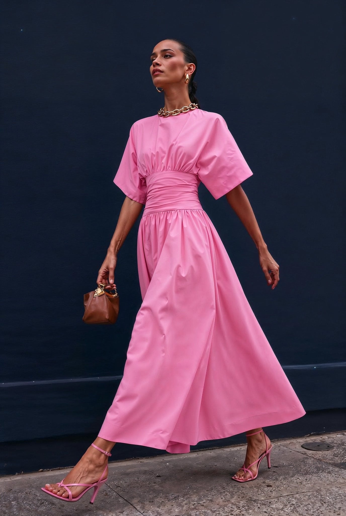 Valencia Bubblegum Pink Maxi Dress S