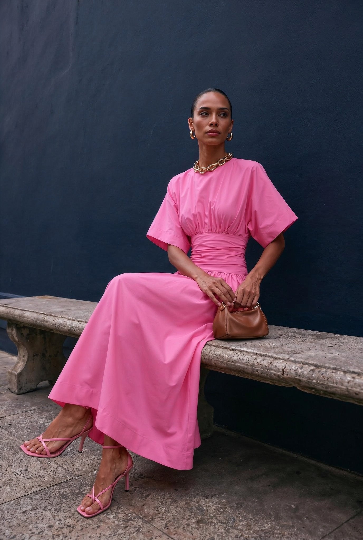 Valencia Bubblegum Pink Maxi Dress S