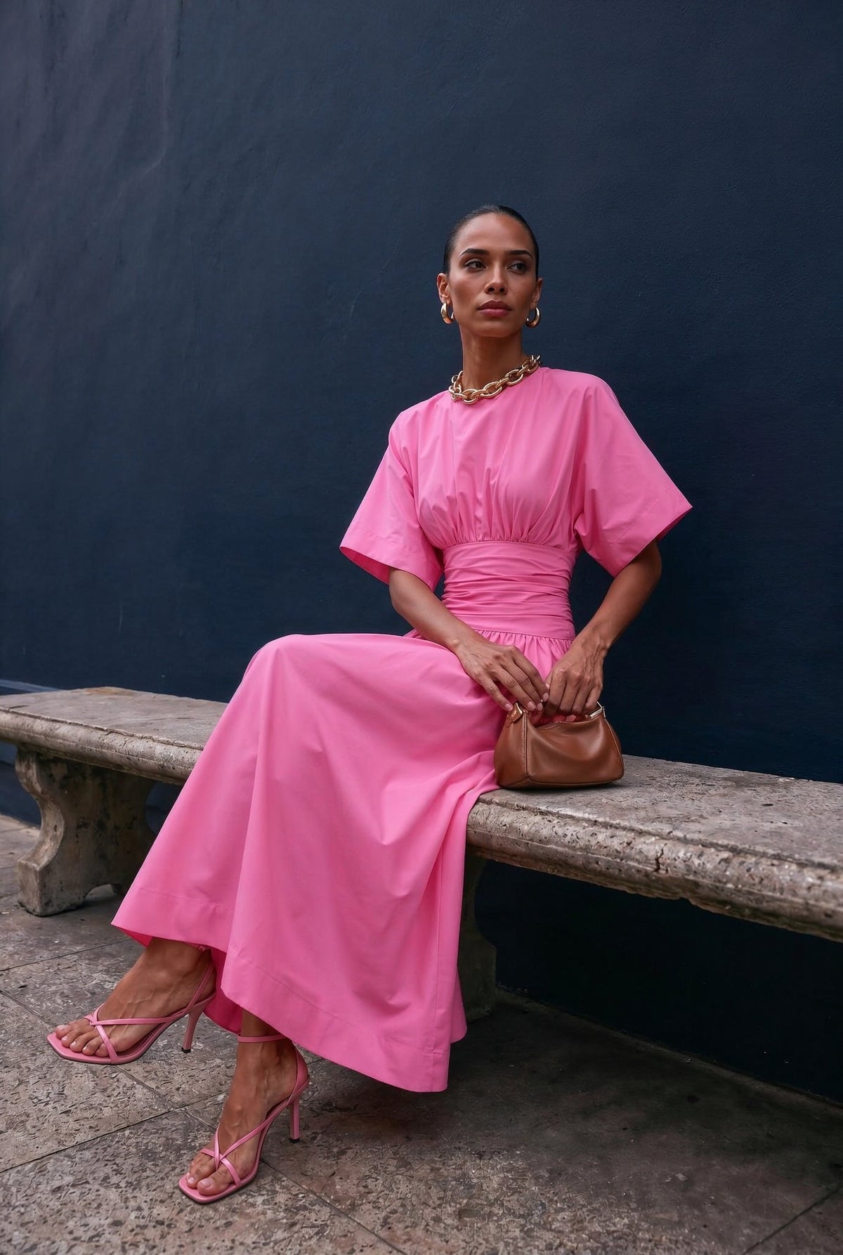 Valencia Bubblegum Pink Maxi Dress - SIMOVSKA