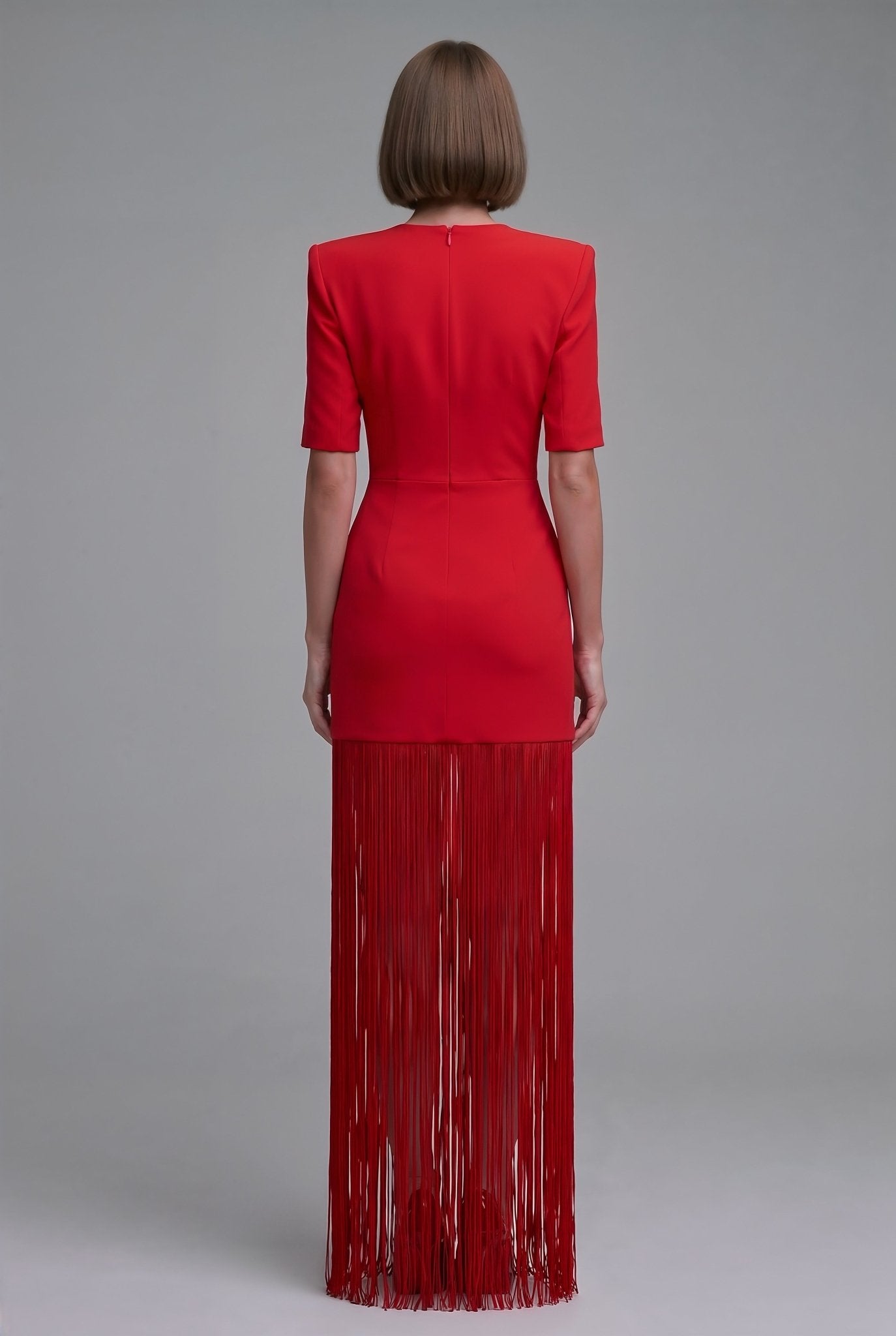 Valeria Fringe Dress Red - SIMOVSKA
