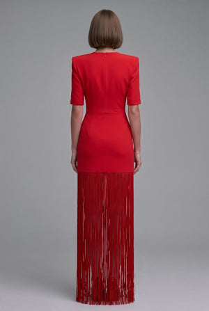 Valeria Fringe Dress Red - SIMOVSKA