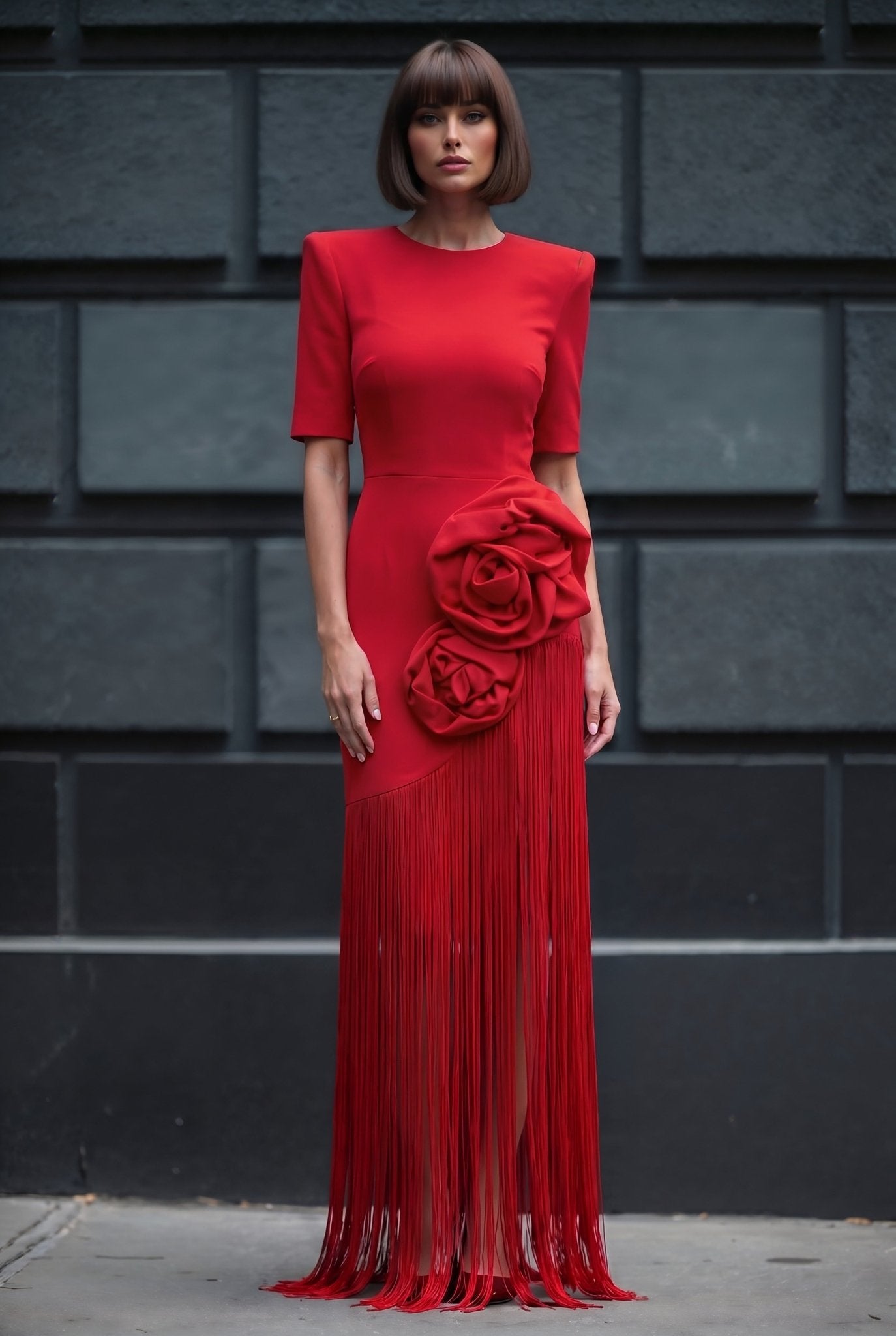 Valeria Fringe Dress Red - SIMOVSKA