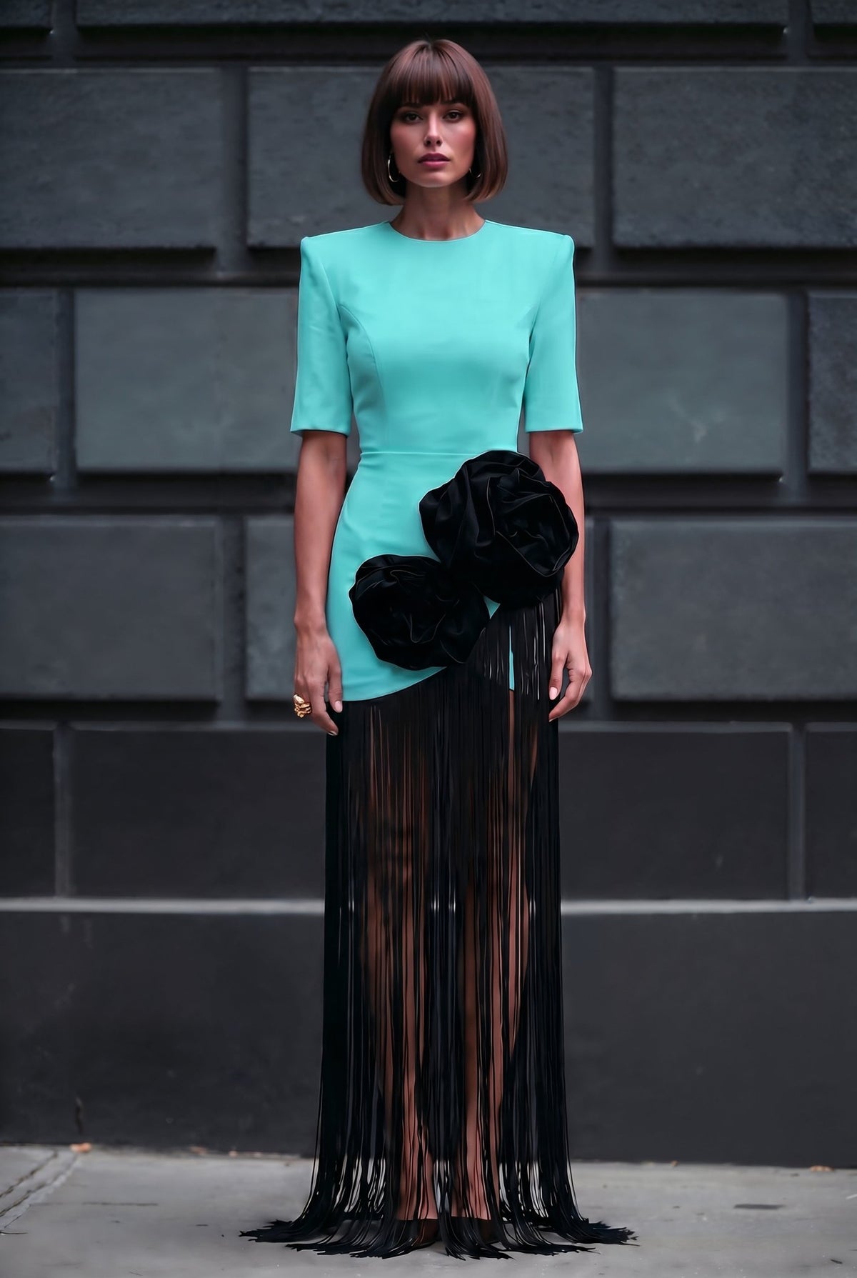 Valeria Fringe Dress Turquoise - SIMOVSKA