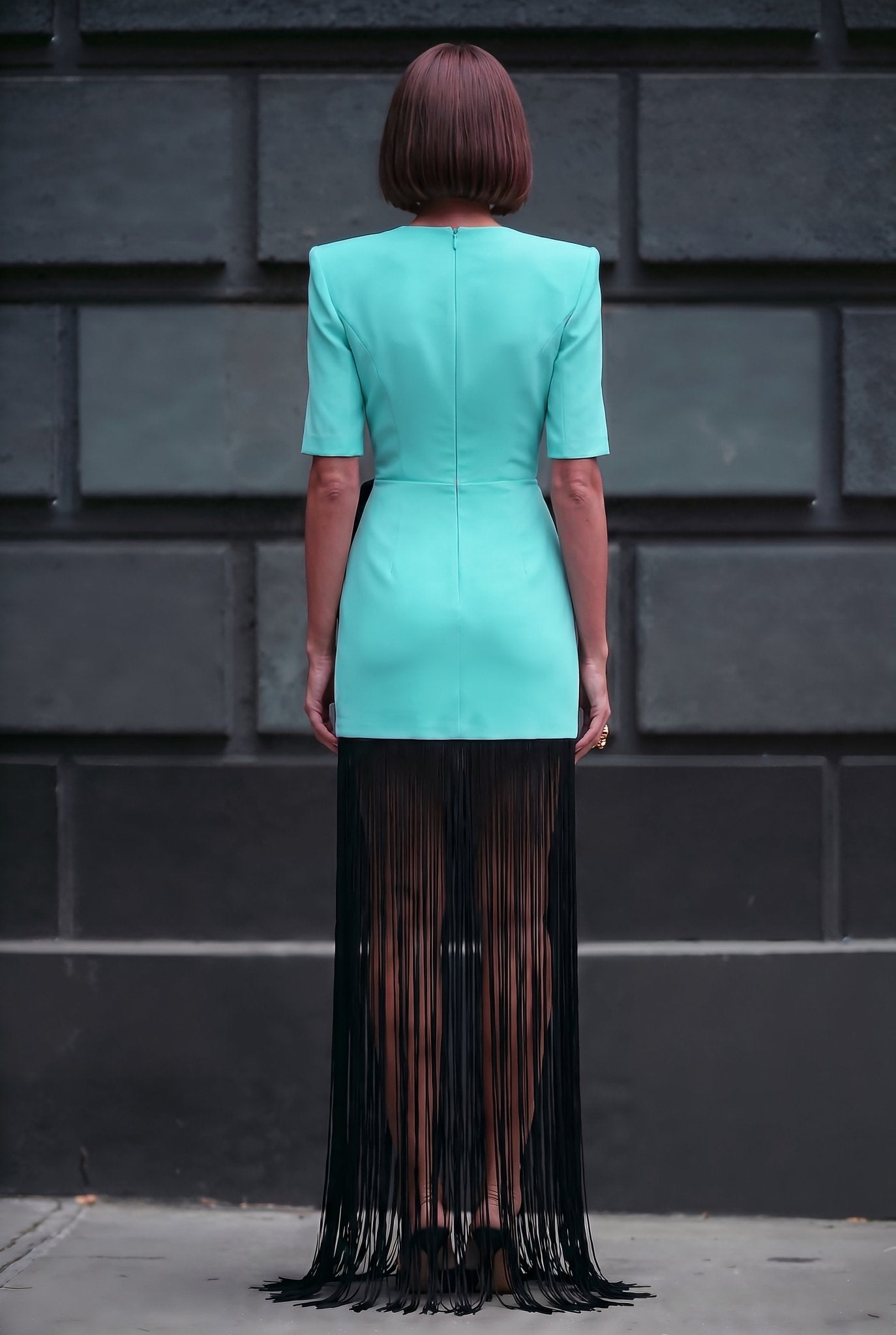 Valeria Fringe Dress Turquoise - SIMOVSKA