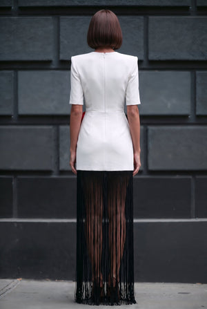 Valeria Fringe Dress White - SIMOVSKA