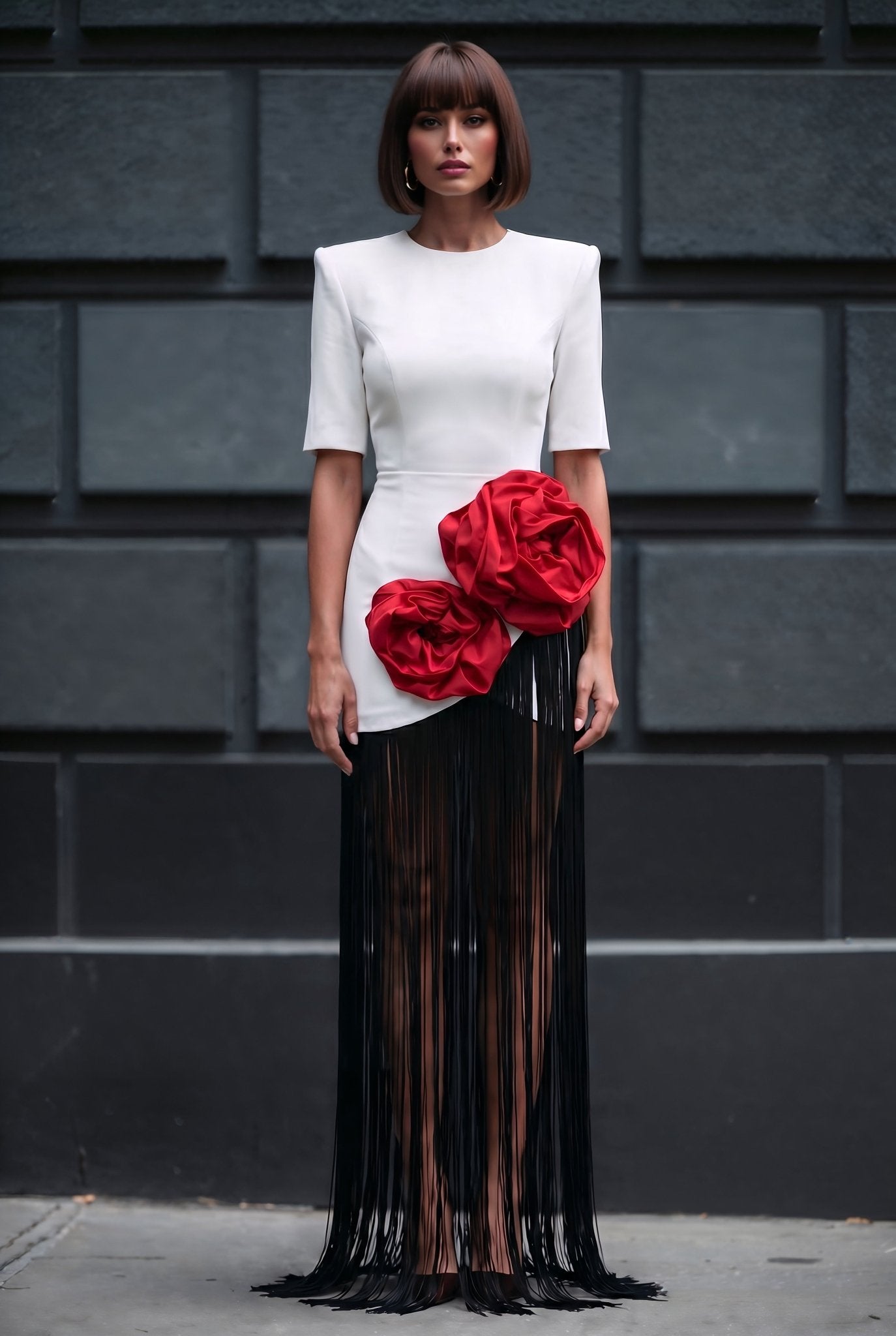 Valeria Fringe Dress White - SIMOVSKA